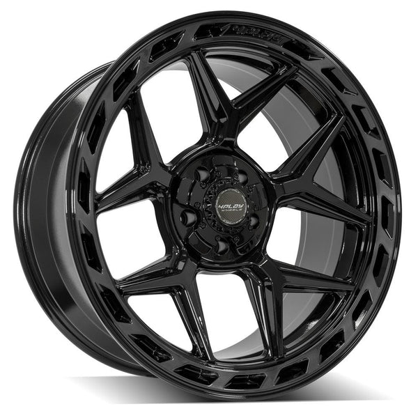 4PLAY 4P55 Gloss Black w/ Brushed Face & Tinted Clear Wheels for 1992-1996 Ford F-150   [] - 22x10 -18 mm - 22"  - (1996 1995 1994 1993 1992)