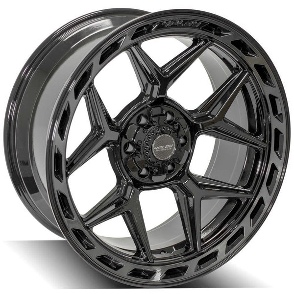 4PLAY 4P55 Gloss Black w/ Brushed Face & Tinted Clear Wheels for 2021-2022 GMC YUKON [] - 22x10 -18 mm - 22"  - (2022 2021)