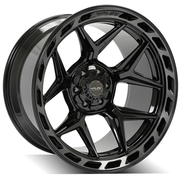 4PLAY 4P55 Gloss Black w/ Brushed Face & Tinted Clear Wheels for 1995-2023 Chevrolet Tahoe    [] - 22x12 -44 mm - 22"  - (2023 2022 2021 2020 2019 2018 2017 2016 2015 2014 2013 2012 2011 2010 2009 2008 2007 2006 2005)