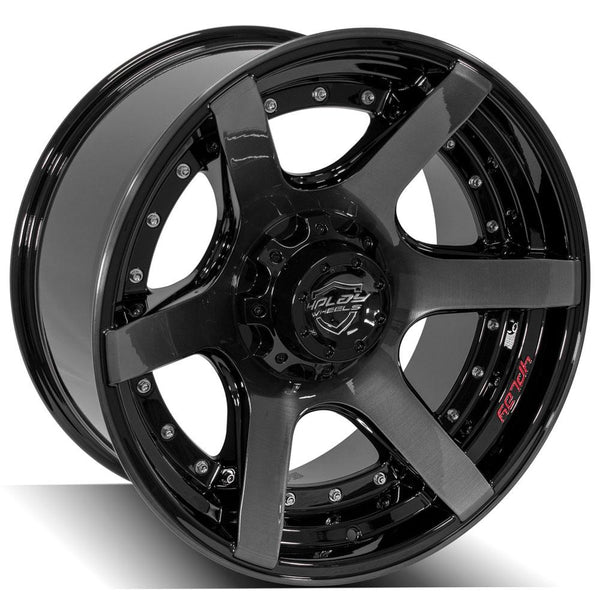 4PLAY 4P60 Gloss Black w/ Brushed Face & Tinted Clear Wheels for 2019-2022 CHEVROLET SILVERADO 1500 [] - 20x10 -18 mm - 20"  - (2022 2021 2020 2019)