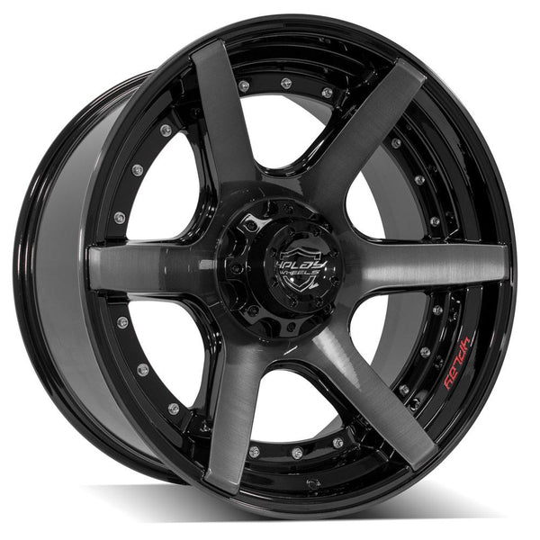 4PLAY 4P60 Gloss Black w/ Brushed Face & Tinted Clear Wheels for 2020-2023 Jeep Gladiator   [] - 22x10 -24 mm - 22"  - (2023 2022 2021 2020)