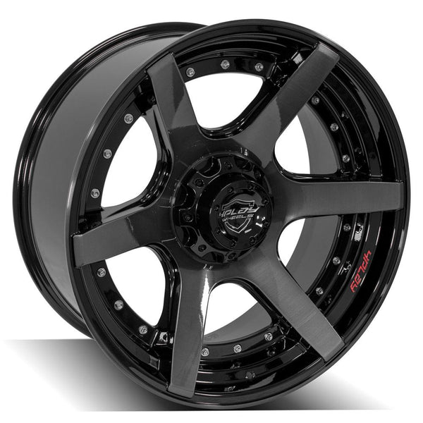 4PLAY 4P60 Gloss Black w/ Brushed Face & Tinted Clear Wheels for 2021-2022 GMC YUKON [] - 22x10 -18 mm - 22"  - (2022 2021)