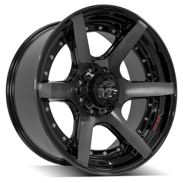 4PLAY 4P60 Gloss Black w/ Brushed Face & Tinted Clear Wheels for 1999-2010 CHEVROLET Silverado 3500   [] - 22x10 -24 mm - 22"  - (2010 2009 2008 2007 2006 2005 2004 2003 2002 2001 2000 1999)