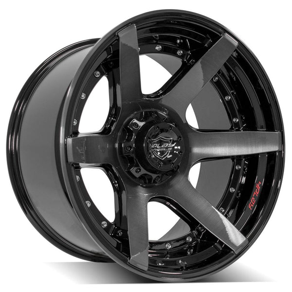 4PLAY 4P60 Gloss Black w/ Brushed Face & Tinted Clear Wheels for 2005-2011 Dodge Dakota   [] - 22x12 -44 mm - 22"  - (2011 2010 2009 2008 2007 2006 2005)