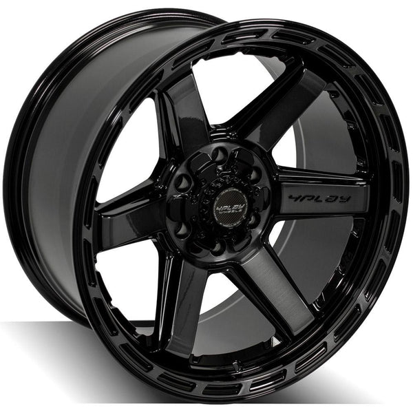 4PLAY 4P63 Gloss Black w/ Brushed Face & Tinted Clear Wheels for 2021-2022 GMC YUKON [] - 20x10 -18 mm - 20"  - (2022 2021)