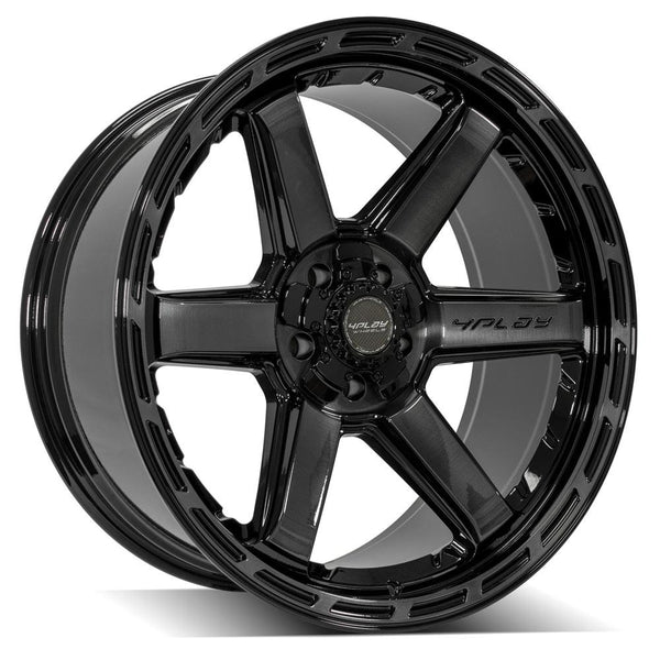 4PLAY 4P63 Gloss Black w/ Brushed Face & Tinted Clear Wheels for 1994-2010 Dodge Ram 1500  [] - 22x10 -18 mm - 22"  - (2010 2009 2008 2007 2006 2005 2004 2003 2002 2001 2000 1999 1998 1997 1996 1995 1994)