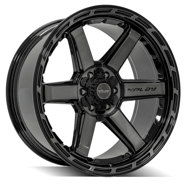 4PLAY 4P63 Gloss Black w/ Brushed Face & Tinted Clear Wheels for 1988-1999 Chevrolet K1500    [] - 22x10 -18 mm - 22"  - (1999 1998 1997 1996 1995 1994 1993 1992 1991 1990 1989 1988)