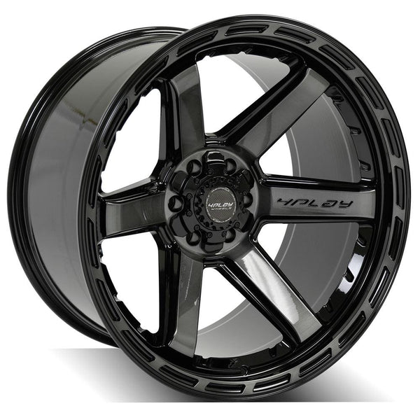 4PLAY 4P63 Gloss Black w/ Brushed Face & Tinted Clear Wheels for 2002-2013 Chevrolet Avalanche 1500   [] - 22x12 -44 mm - 22"  - (2013 2012 2011 2010 2009 2008 2007 2006 2005 2004 2003 2002)