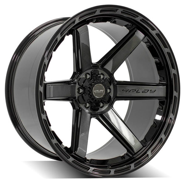 4PLAY 4P63 Gloss Black w/ Brushed Face & Tinted Clear Wheels for 1999-2023 Chevrolet Silverado 1500   [] - 24x12 -44 mm - 24"  - (2023 2022 2021 2020 2019 2018 2017 2016 2015 2014 2013 2012 2011 2010 2009 2008 2007 2006 2005)