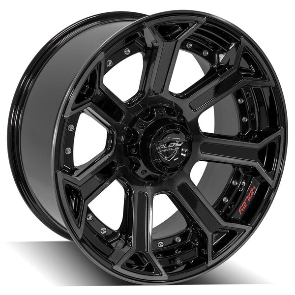 4PLAY 4P70 Gloss Black w/ Brushed Face & Tinted Clear Wheels for 2019-2022 CHEVROLET SILVERADO 1500 [] - 22x10 -18 mm - 22"  - (2022 2021 2020 2019)