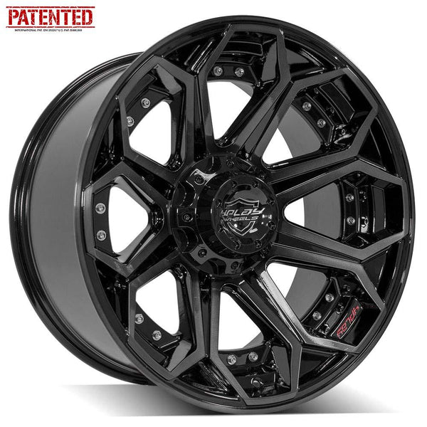 4PLAY 4P80R Gloss Black w/ Brushed Face & Tinted Clear Wheels for 2015-2018 Ram Rebel 1500 5 Lug [] - 20x10 -24 mm - 20"  - (2018 2017 2016 2015)