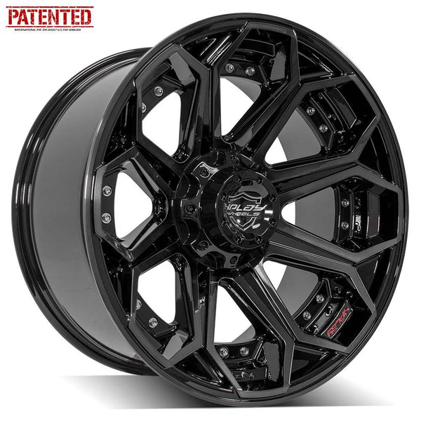 4PLAY 4P80R Gloss Black w/ Brushed Face & Tinted Clear Wheels for 2023-2023 Toyota Tundra    [] - 20x10 -18 mm - 20"  - (2023)