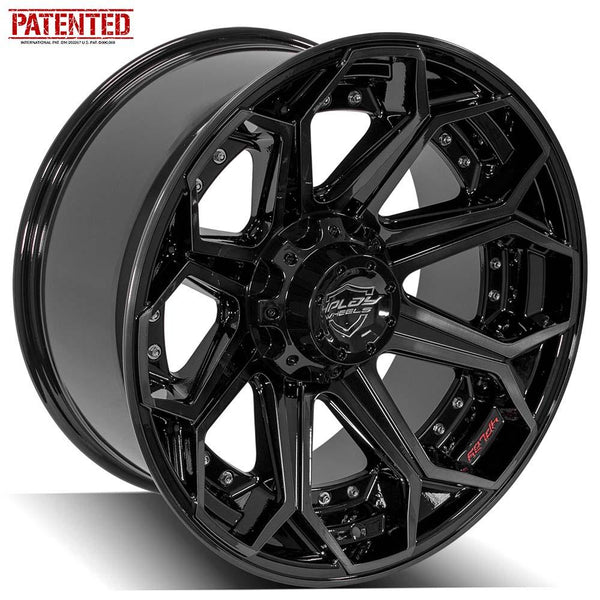 4PLAY 4P80R Gloss Black w/ Brushed Face & Tinted Clear Wheels for 2019-2022 CHEVROLET SILVERADO 1500 [] - 20x10 -18 mm - 20"  - (2022 2021 2020 2019)