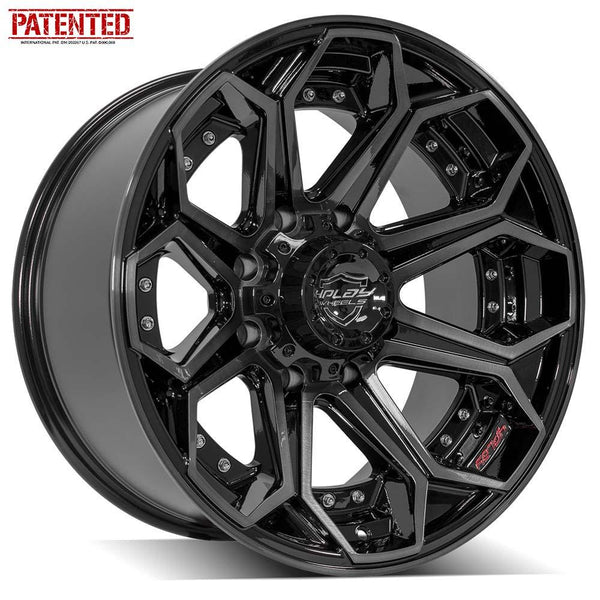 4PLAY 4P80R Gloss Black w/ Brushed Face & Tinted Clear Wheels for 1999-2023 Ford F-350 [] - 20x10 -24 mm - 20"  - (2023 2022 2021 2020 2019 2018 2017 2016 2015 2014 2013 2012 2011 2010 2009 2008 2007 2006 2005 2004 2003 2002 2001 2000 1999)