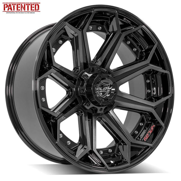 4PLAY 4P80R Gloss Black w/ Brushed Face & Tinted Clear Wheels for 1992-1999 GMC Yukon (2WD only) [] - 22x10 -24 mm - 22"  - (1999 1998 1997 1996 1995 1994 1993 1992)