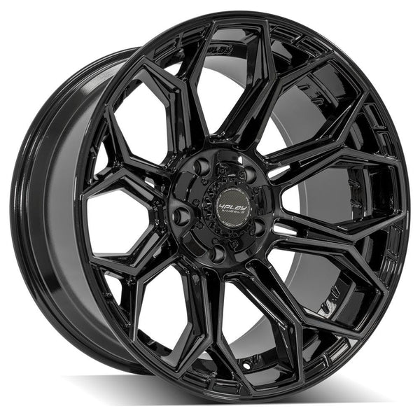 4PLAY 4P83 Gloss Black w/ Brushed Face & Tinted Clear Wheels for 1994-2010 Dodge Ram 1500  [] - 20x10 -18 mm - 20"  - (2010 2009 2008 2007 2006 2005 2004 2003 2002 2001 2000 1999 1998 1997 1996 1995 1994)