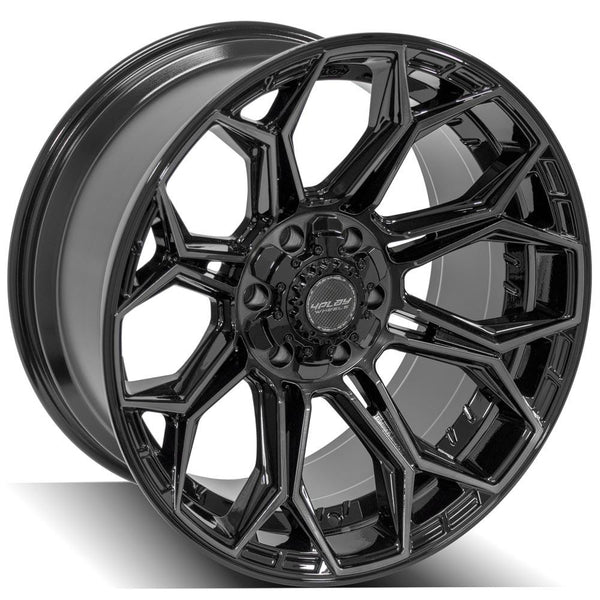 4PLAY 4P83 Gloss Black w/ Brushed Face & Tinted Clear Wheels for 2019-2022 CHEVROLET SILVERADO 1500 [] - 20x10 -18 mm - 20"  - (2022 2021 2020 2019)