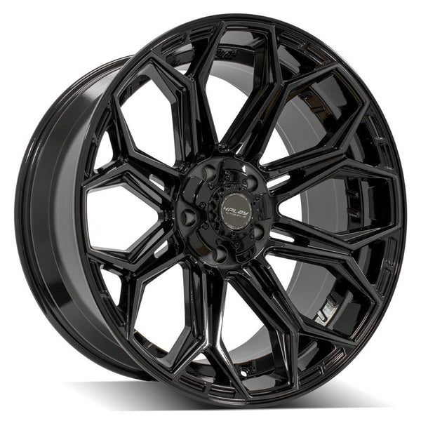 4PLAY 4P83 Gloss Black w/ Brushed Face & Tinted Clear Wheels for 2020-2023 Jeep Gladiator   [] - 22x10 -18 mm - 22"  - (2023 2022 2021 2020)