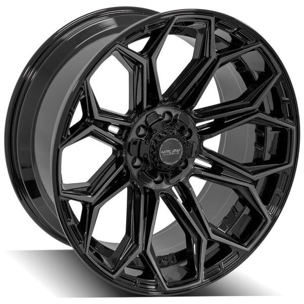 4PLAY 4P83 Gloss Black w/ Brushed Face & Tinted Clear Wheels for 2021-2022 GMC YUKON [] - 22x10 -18 mm - 22"  - (2022 2021)