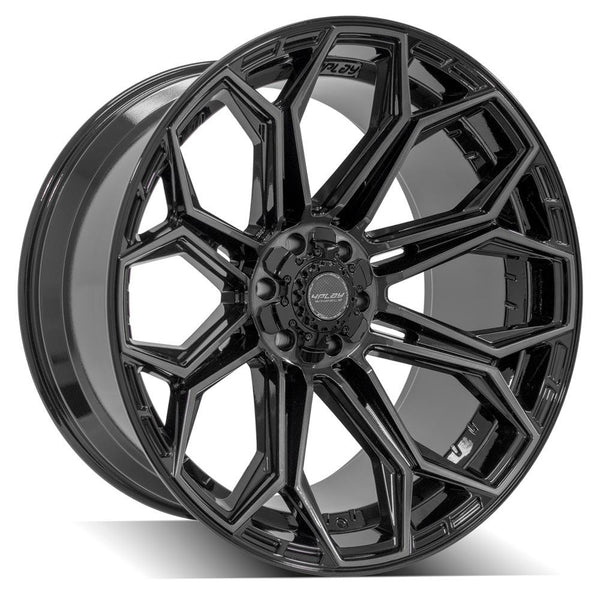 4PLAY 4P83 Gloss Black w/ Brushed Face & Tinted Clear Wheels for 2023-2023 Toyota Land Cruiser   [] - 24x12 -44 mm - 24"  - (2023)