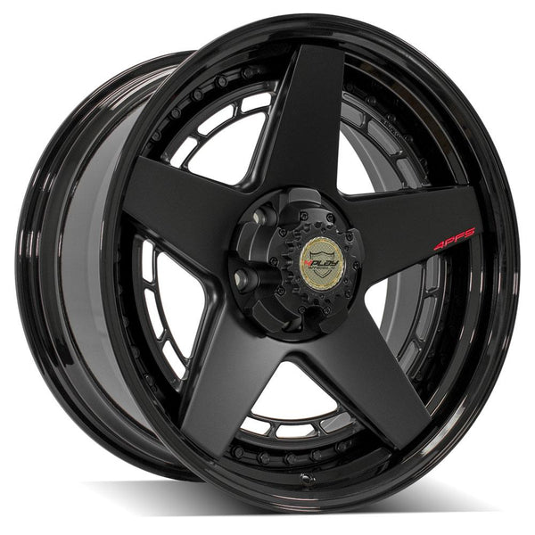 4PLAY 4PF5 Matte Black Center w/ Gloss Black Barrel Wheels for 2007-2021 Toyota Tundra [] - 20x9 0 mm - 20"  - (2021 2020 2019 2018 2017 2016 2015 2014 2013 2012 2011 2010 2009 2008 2007)