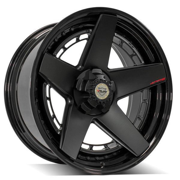 4PLAY 4PF5 Matte Black Center w/ Gloss Black Barrel Wheels for 2007-2021 Toyota Tundra [] - 22x10 -18 mm - 22"  - (2021 2020 2019 2018 2017 2016 2015 2014 2013 2012 2011 2010 2009 2008 2007)