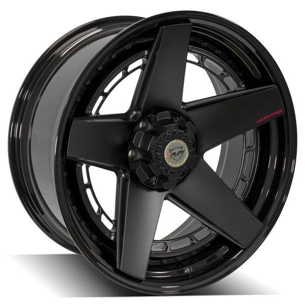 4PLAY 4PF5 Matte Black Center w/ Gloss Black Barrel Wheels for 2019-2022 CHEVROLET SILVERADO 1500 [] - 22x10 -18 mm - 22"  - (2022 2021 2020 2019)