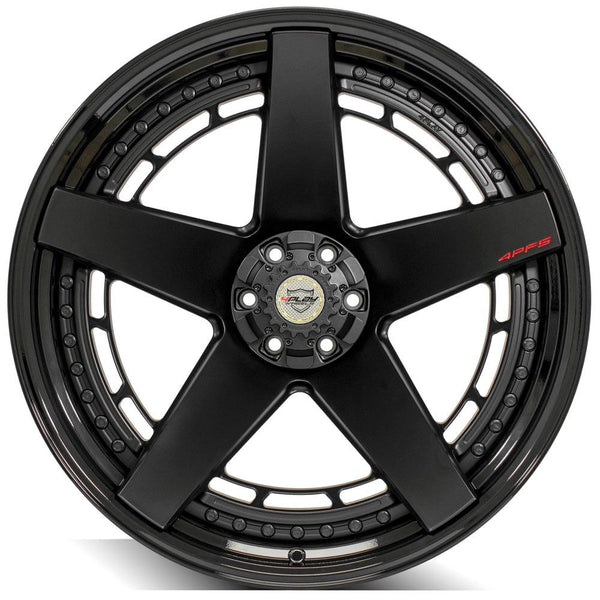 4PLAY 4PF5 Matte Black Center w/ Gloss Black Barrel Wheels for 2008-2023 Nissan Titan    [] - 24x14 -76 mm - 24"  - (2023 2022 2021 2020 2019 2018 2017 2016 2015 2014 2013 2012 2011 2010 2009 2008)