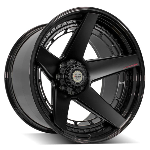 4PLAY 4PF5 Matte Black Center w/ Gloss Black Barrel Wheels for 1999-2023 Ford F-250 [] - 24x14 -76 mm - 24"  - (2023 2022 2021 2020 2019 2018 2017 2016 2015 2014 2013 2012 2011 2010 2009 2008 2007 2006 2005 2004 2003 2002 2001 2000 1999)