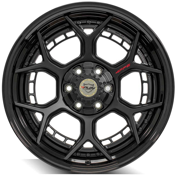 4PLAY 4PF6 Matte Black Center w/ Gloss Black Barrel Wheels for 1988-1999 Chevrolet K1500    [] - 20x9 0 mm - 20"  - (1999 1998 1997 1996 1995 1994 1993 1992 1991 1990 1989 1988)