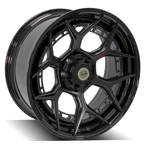 4PLAY 4PF6 Matte Black Center w/ Gloss Black Barrel Wheels for 2021-2022 GMC YUKON [] - 22x10 -18 mm - 22"  - (2022 2021)