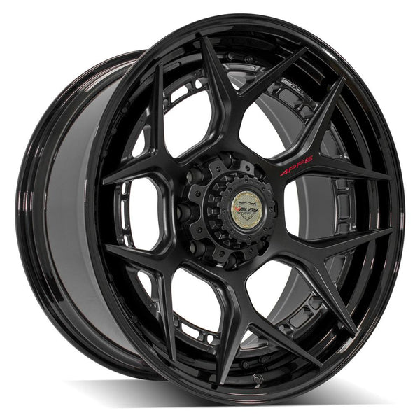 4PLAY 4PF6 Matte Black Center w/ Gloss Black Barrel Wheels for 1999-2023 Ford F-350 [] - 22x10 -18 mm - 22"  - (2023 2022 2021 2020 2019 2018 2017 2016 2015 2014 2013 2012 2011 2010 2009 2008 2007 2006 2005 2004 2003 2002 2001 2000 1999)