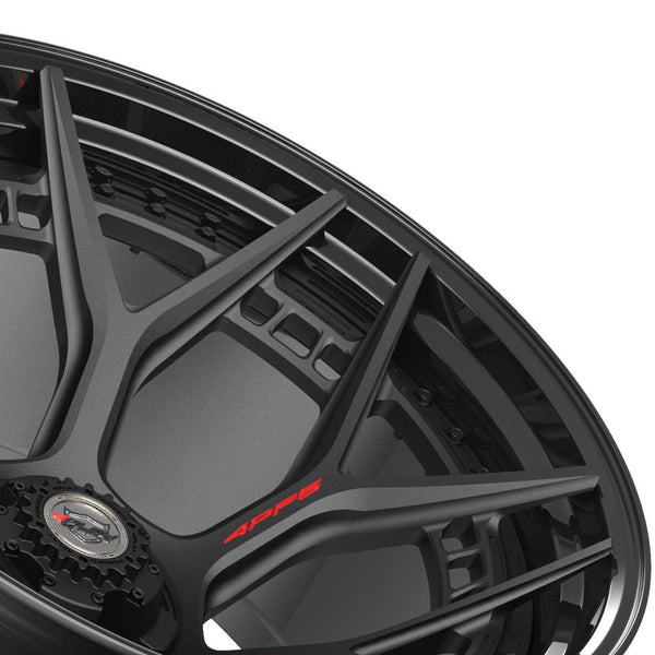 4PLAY 4PF6 Matte Black Center w/ Gloss Black Barrel Wheels for 1988-1998 Chevrolet C1500   [] - 24x14 -76 mm - 24"  - (1998 1997 1996 1995 1994 1993 1992 1991 1990 1989 1988)