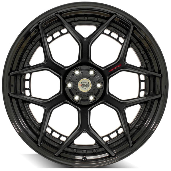 4PLAY 4PF6 Matte Black Center w/ Gloss Black Barrel Wheels for 2004-2012 GMC Canyon    [] - 24x14 -76 mm - 24"  - (2012 2011 2010 2009 2008 2007 2006 2005 2004)