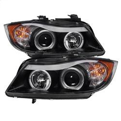 Spyder Auto 4DR Projector Headlights - LED Halo - Amber Reflector - Eyebrow Bulb - Black for 2007-2008 BMW 328xi Sedan - 5009005 - (2008 2007)