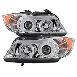 Spyder Auto 4DR Projector Headlights - LED Halo - Amber Reflector - Eyebrow Bulb - Chrome for 2007-2008 BMW 328i Sedan - 5009012 - (2008 2007)