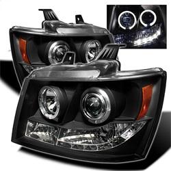 Spyder Auto Projector Headlights - LED Halo - LED - Black - High H1 - Low H1 for 2007-2013 Chevrolet Suburban 2500 - 5009647 - (2013 2012 2011 2010 2009 2008 2007)