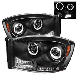 Spyder Auto Projector Headlights - LED Halo - LED - Black - High H1 - Low H1 for 2006-2009 Dodge Ram 2500 - 5010001 - (2009 2008 2007 2006)