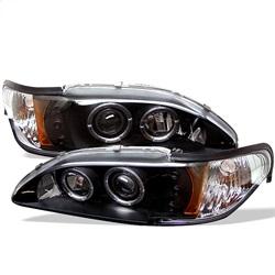 Spyder Auto 1PC Projector Headlights - LED Halo - Amber Reflector - LED - Black for 1994-1998 Ford Mustang - 5010391 - (1998 1997 1996 1995 1994)