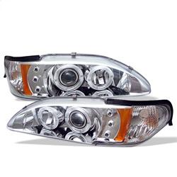 Spyder Auto 1PC Projector Headlights - LED Halo - Amber Reflector - LED - Chrome for 1994-1998 Ford Mustang - 5010407 - (1998 1997 1996 1995 1994)