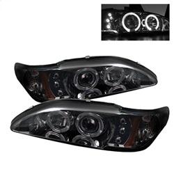 Spyder Auto 1PC Projector Headlights - LED Halo - Amber Reflector - LED - Smoke for 1994-1998 Ford Mustang - 5010414 - (1998 1997 1996 1995 1994)