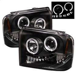 Spyder Auto Projector Headlights - LED Halo- LED - Black - High H1 - Low H1 for 2005-2007 Ford F-250 Super Duty - 5010544 - (2007 2006 2005)