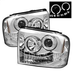 Spyder Auto Projector Headlights - LED Halo- LED - Chrome - High H1 - Low H1 for 2005-2007 Ford F-250 Super Duty - 5010551 - (2007 2006 2005)