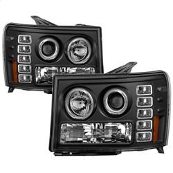 Spyder Auto Projector Headlights - LED Halo- LED - Black - High H1 - Low H1 for 2008-2009 GMC Sierra 1500 - 5010605 - (2009 2008)