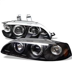 Spyder Auto 1PC Projector Headlights - LED Halo - Amber Reflector - Black for 1992-1995 Honda Civic EX Sedan - 5010872 - (1995 1994 1993 1992)