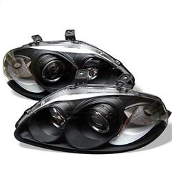 Spyder Auto Projector Headlights - LED Halo - Amber Reflector - Black - High H1 - Low H1 for 1996-1998 Honda Civic DX - 5010902 - (1998 1997 1996)