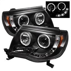 Spyder Auto Projector Headlights - LED Halo - LED - Black - High H1 - Low H1 for 2005-2011 Toyota Tacoma - 5011916 - (2011 2010 2009 2008 2007 2006 2005)