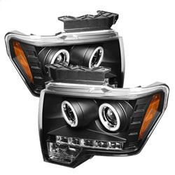 Spyder Auto Projector Headlights - Halogen - CCFL Halo - LED - Black - High H1 - Low H1 for 2010-2014 Ford F-150 STX - 5030108 - (2014 2013 2012 2011 2010)