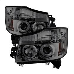 Spyder Auto Projector Headlights - LED Halo - LED - Smoke - High H1 for 2004-2015 Nissan Titan - 5033963 - (2015 2014 2013 2012 2011 2010 2009 2008 2007 2006 2005 2004)