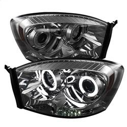 Spyder Auto Projector Headlights - CCFL Halo - LED - Smoke - High H1 - Low H1 for 2006-2009 Dodge Ram 2500 - 5041968 - (2009 2008 2007 2006)